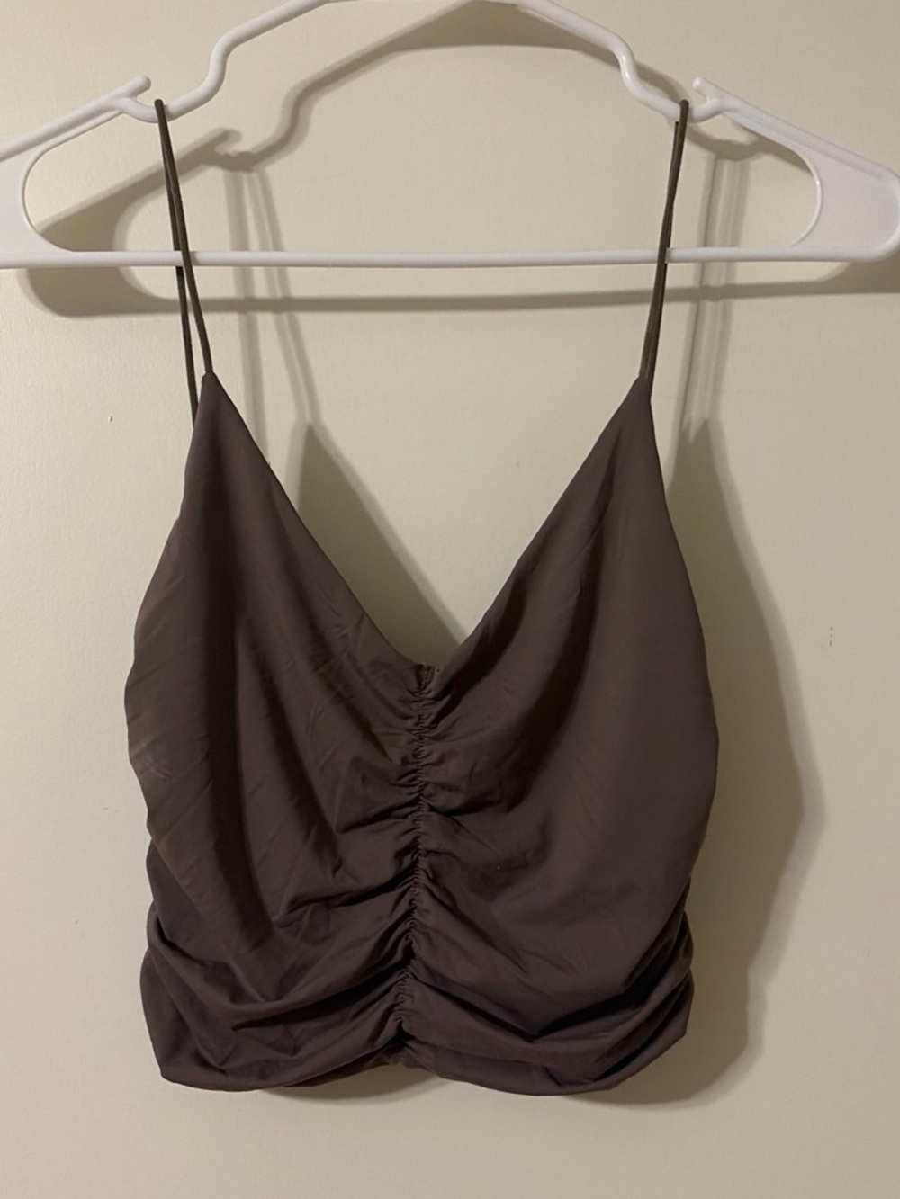 Better Be Chocolate Brown Ruched Spaghetti Strap Cami